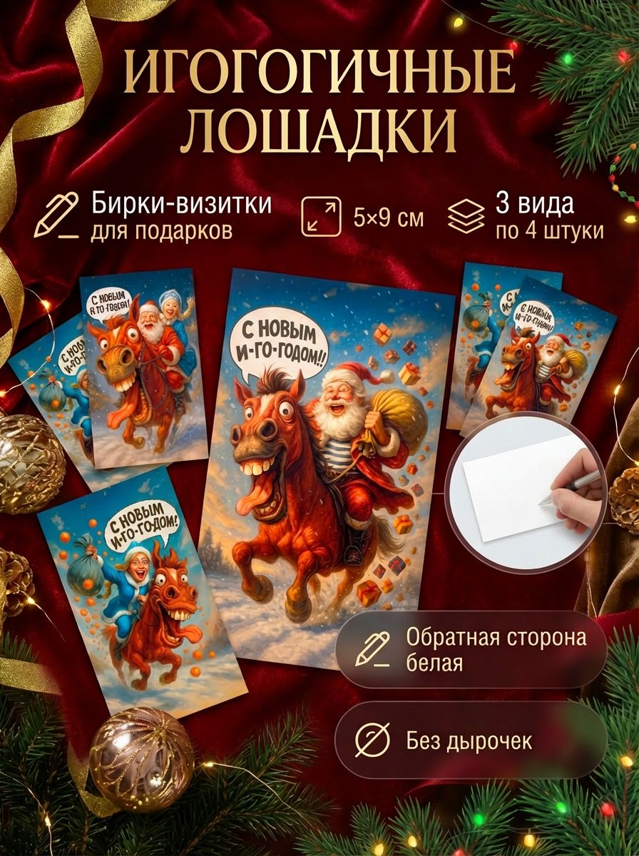 Новогодние лошадки и Дед Мороз со Снегурочкой