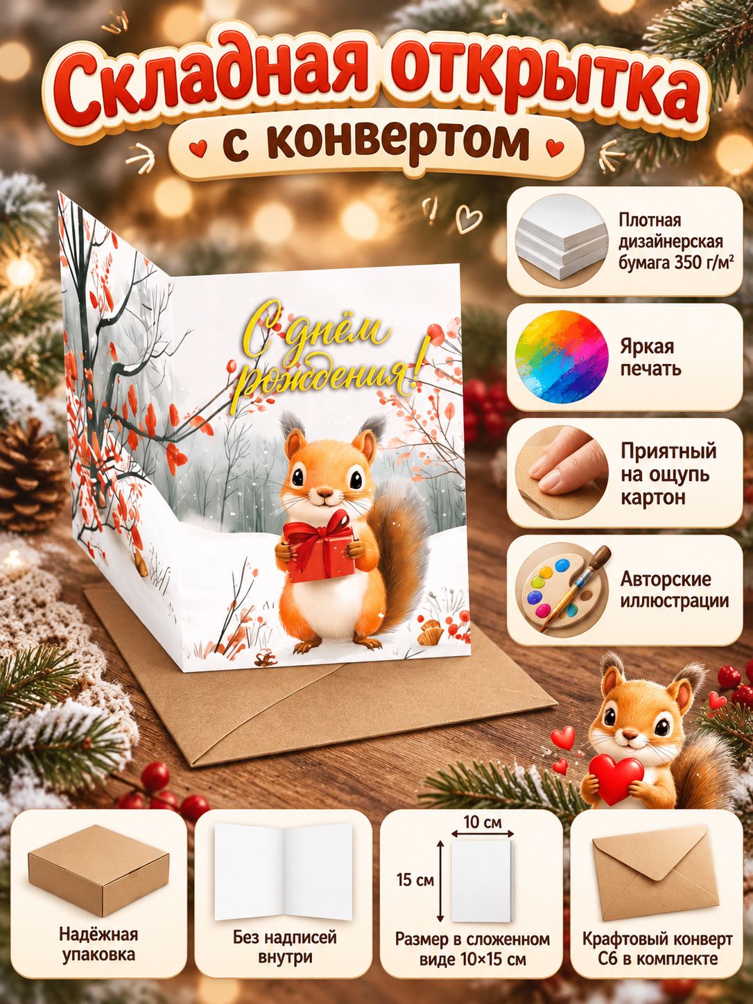 Белочка с подарком