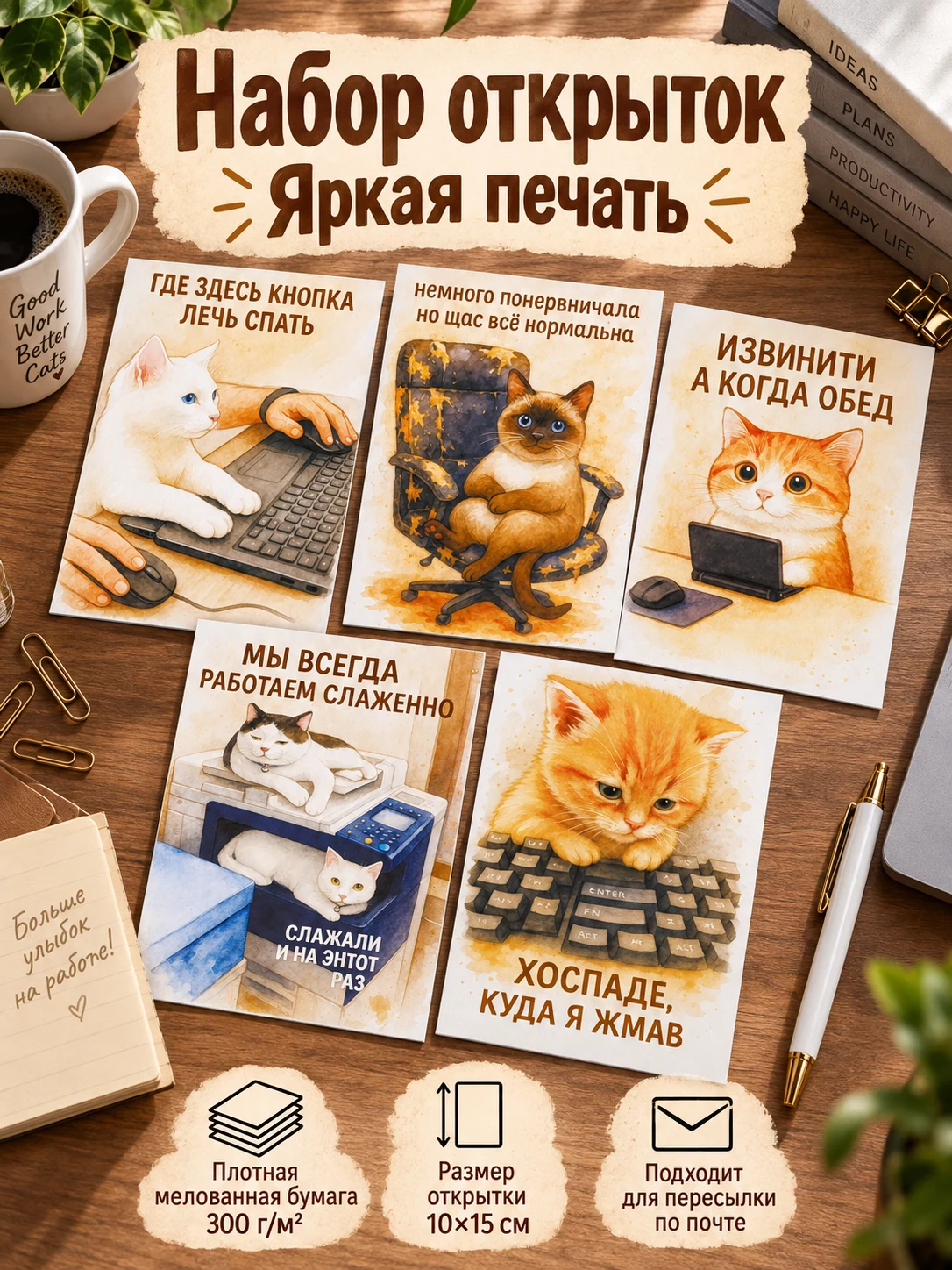 Котики работают в офисе