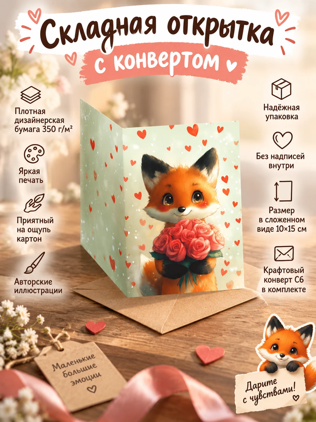 Лисёнок с розами