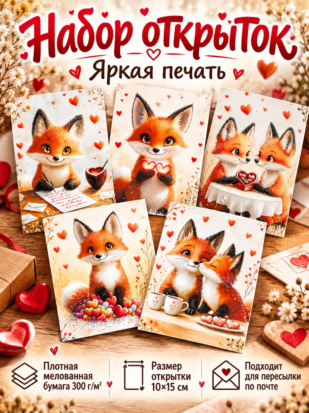 Лисы и сердечки