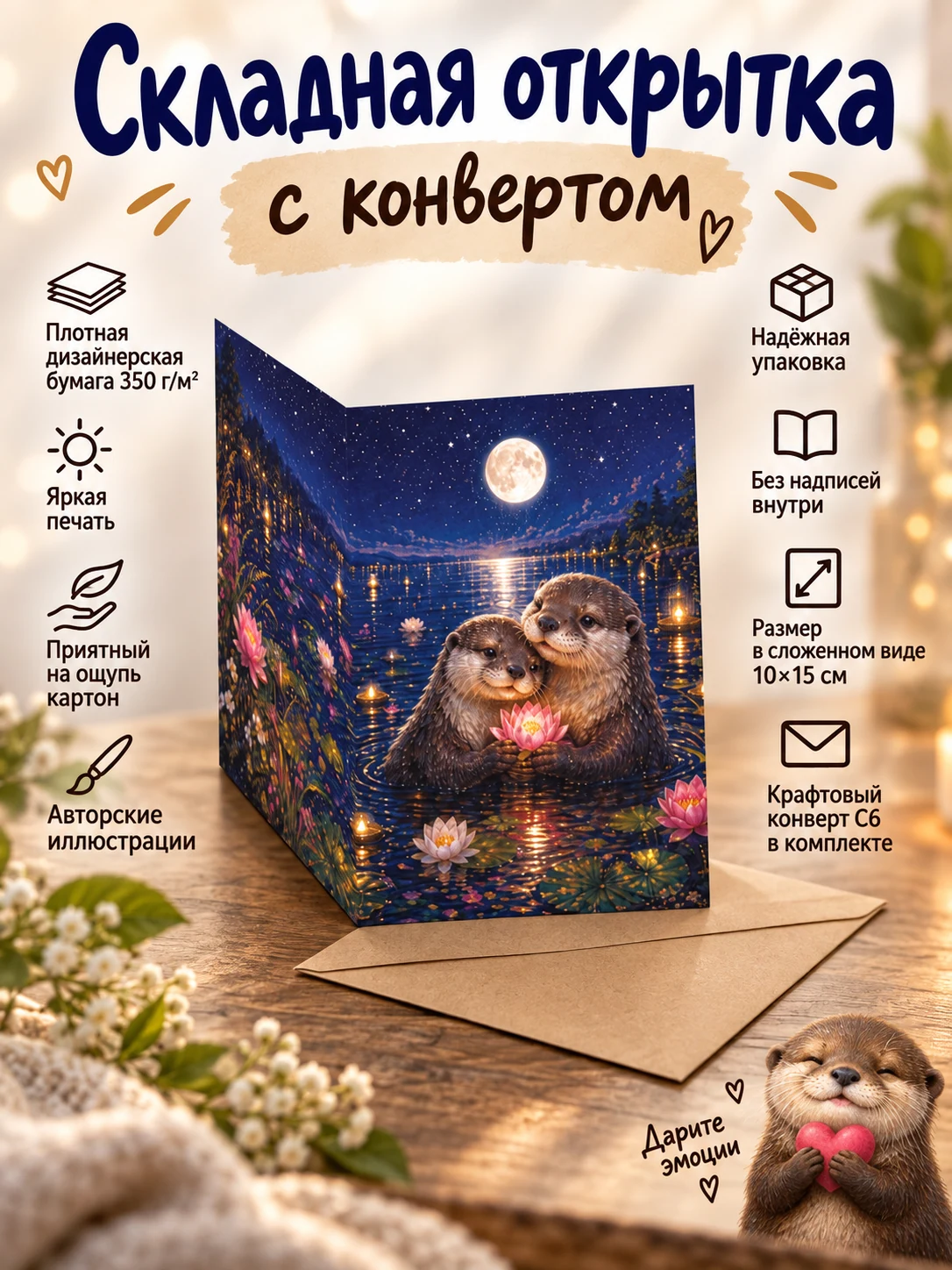 Выдры под луной