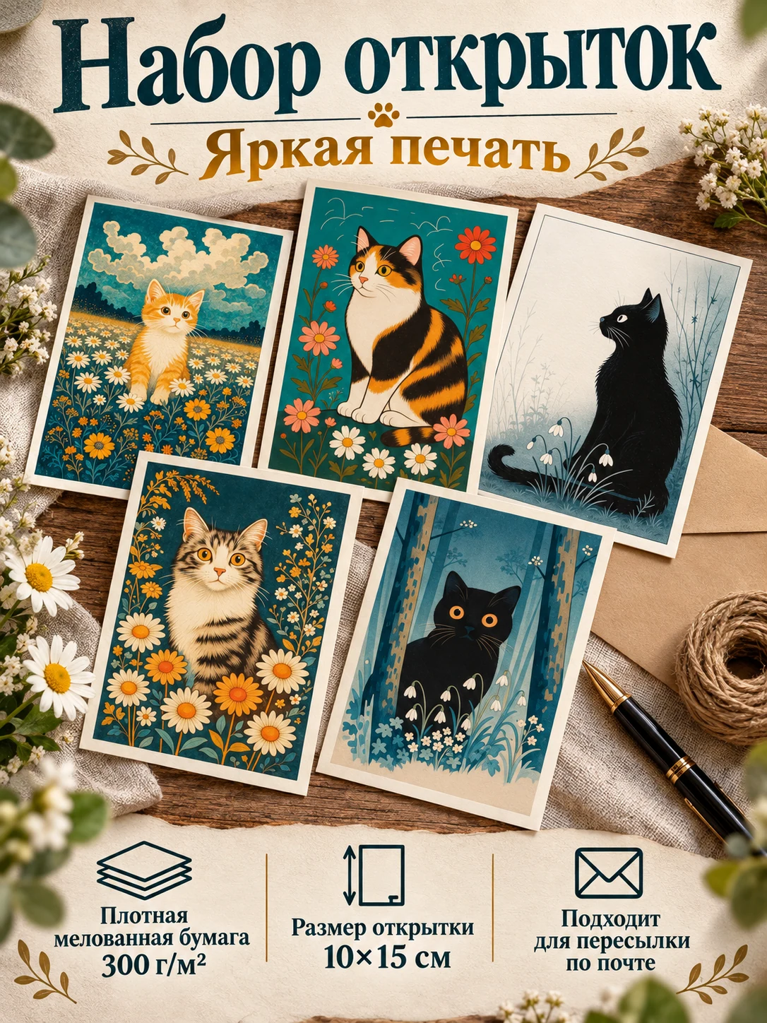 Коты и цветы