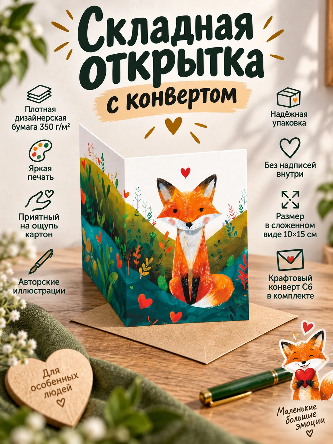 Лис с сердечками