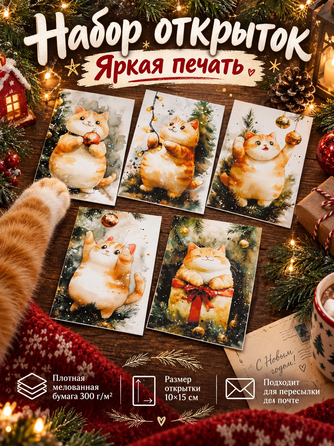 Пухленькие новогодние котики