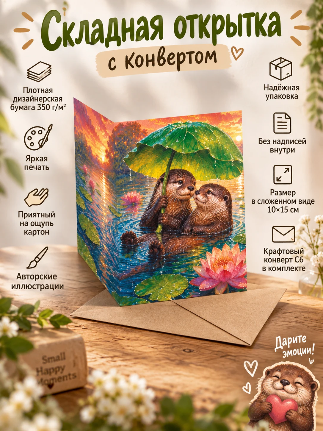 Выдры под кувшинкой