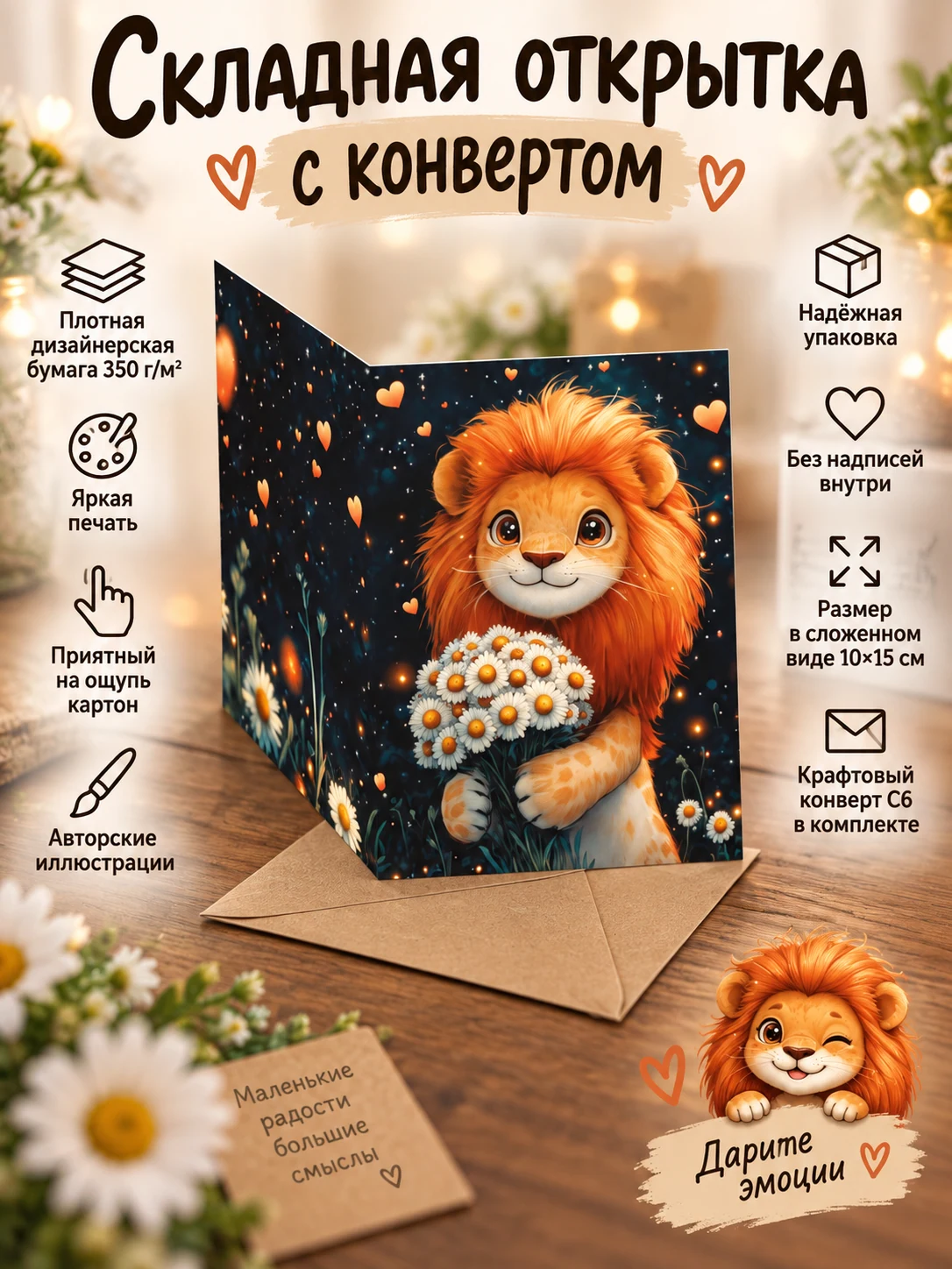 Львёнок с ромашками